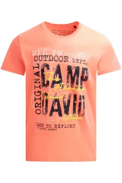 T-Shirt Rundhals mit Logo Prints neon flame