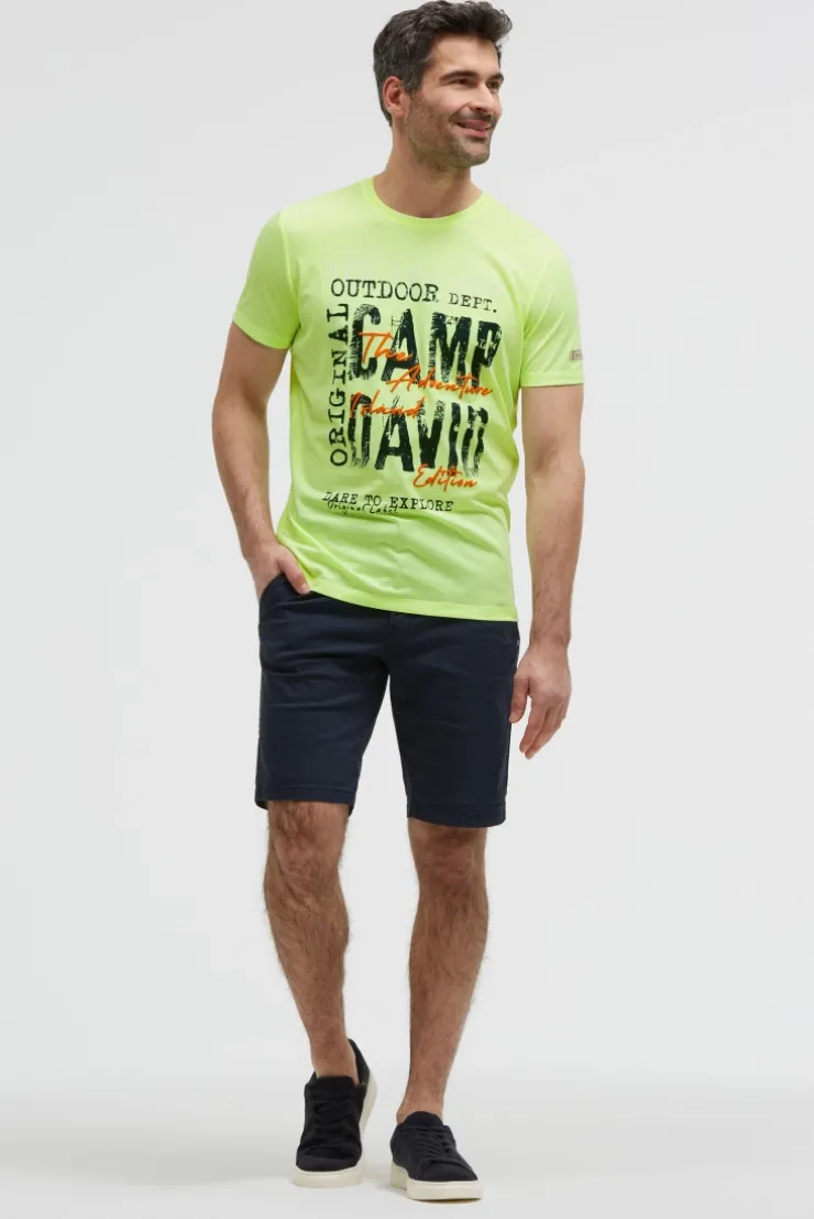 T-Shirt Rundhals mit Logo Prints neon lime