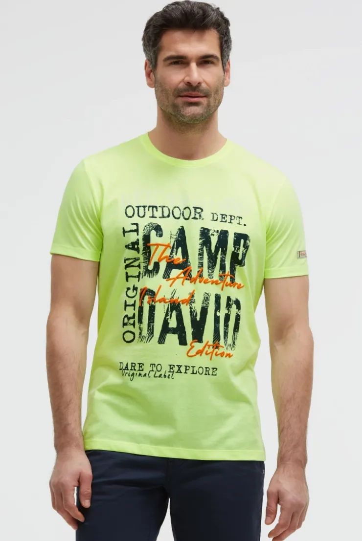 T-Shirt Rundhals mit Logo Prints neon lime