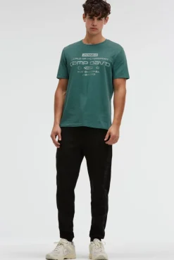 T-Shirt Rundhals mit Metallic Folienprint petrol green | S