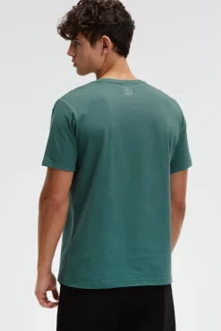 T-Shirt Rundhals mit Metallic Folienprint petrol green | S