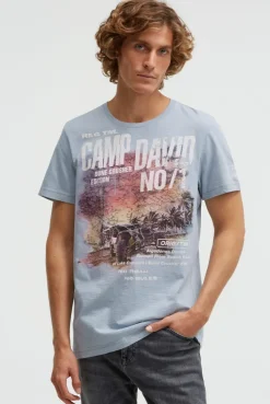 T-Shirt Rundhals mit Photoprint silver blue