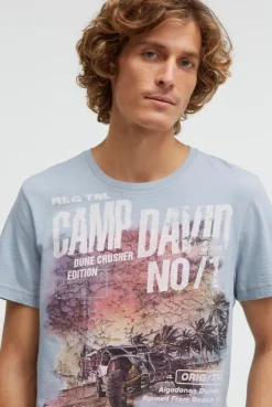 T-Shirt Rundhals mit Photoprint silver blue