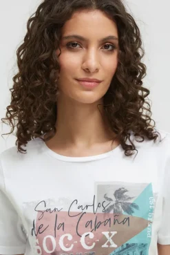 T-Shirt Rundhals mit Photoprint opticwhite