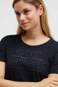 T-Shirt Rundhals mit Rubber Print blue navy