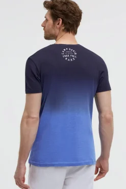T-Shirt V-Neck Dip Dye mit Prints blue navy