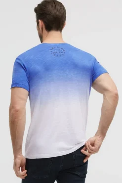 T-Shirt V-Neck Dip Dye mit Prints vividblue