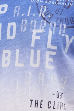 T-Shirt V-Neck Dip Dye mit Prints vividblue