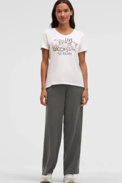 T-Shirt V-Neck mit Artwork opticwhite