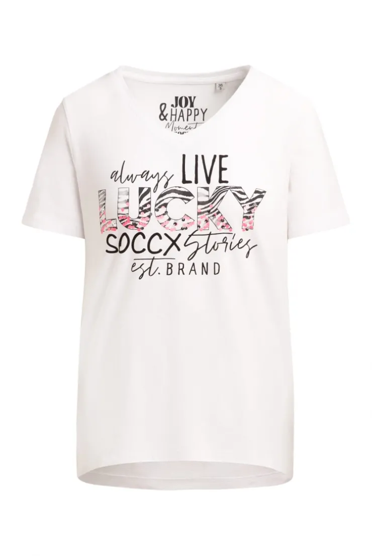 T-Shirt V-Neck mit Artwork opticwhite