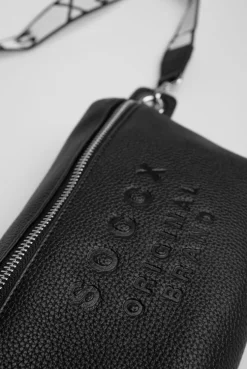Umhängetasche mit Intarsia-Webriemen black