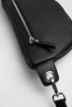 Umhängetasche mit Intarsia-Webriemen black