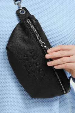 Umhängetasche mit Intarsia-Webriemen black