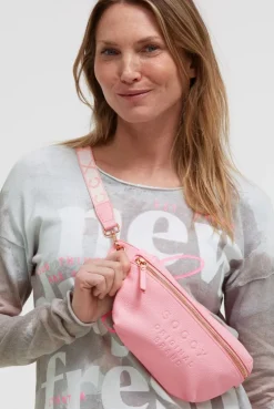 Umhängetasche mit Intarsia-Webriemen french rose