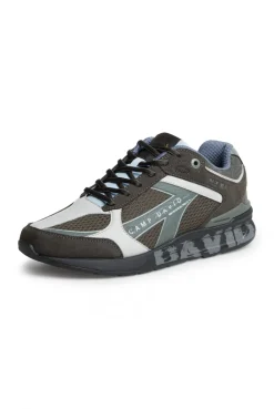 Urban Sneaker im Materialmix mit Logo-Sohle dark wood