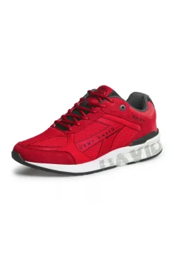 Urban Sneaker im Materialmix mit Logo-Sohle energy red