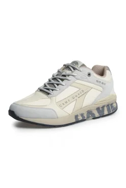 Urban Sneaker im Materialmix mit Logo-Sohle ivory