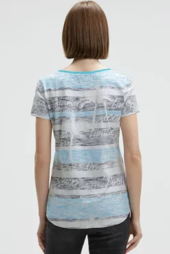 V-Shirt mit All-Over-Streifen- und Logo-Prints ocean flash