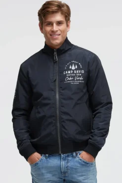 Wende-Blouson mit Logo Prints blue navy / sunrise neon