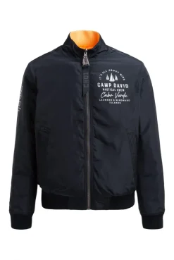 Wende-Blouson mit Logo Prints blue navy / sunrise neon