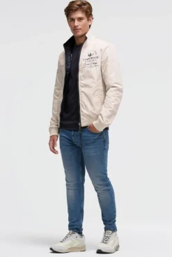 Wende-Blouson mit Logo Prints light sand / blue navy