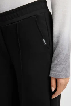 Wide Leg Hose mit Biesen und Elastikbund black