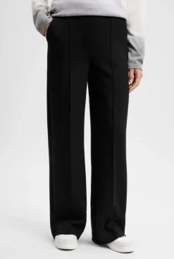 Wide Leg Hose mit Biesen und Elastikbund black