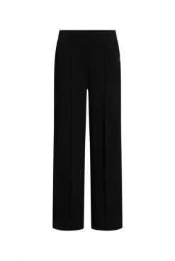 Wide Leg Hose mit Biesen und Elastikbund black