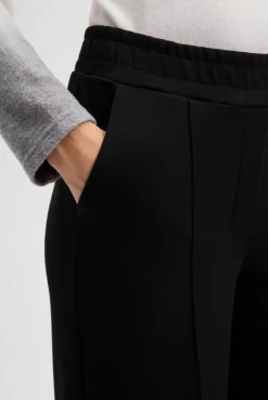 Wide Leg Hose mit Biesen und Elastikbund black