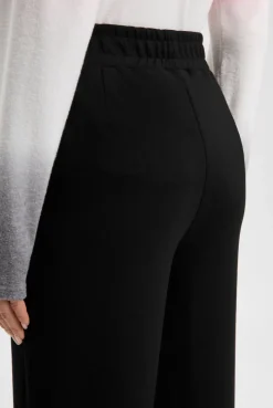 Wide Leg Hose mit Biesen und Elastikbund black