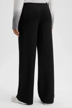 Wide Leg Hose mit Biesen und Elastikbund black