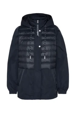 Windjacke mit Kapuze im Materialmix blue navy