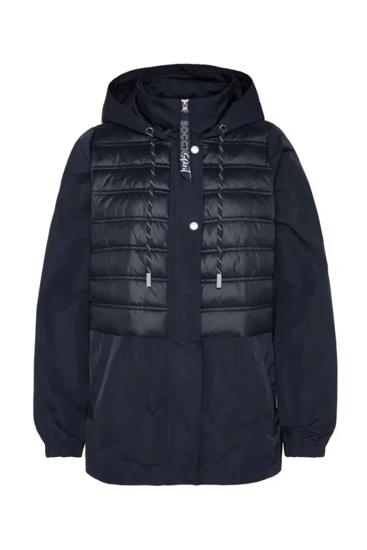 Windjacke mit Kapuze im Materialmix blue navy