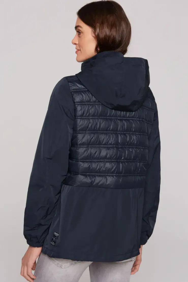 Windjacke mit Kapuze im Materialmix blue navy