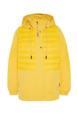 Windjacke mit Kapuze im Materialmix golden honey