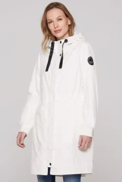 Windparka mit Kapuze und Logo-Details ivory
