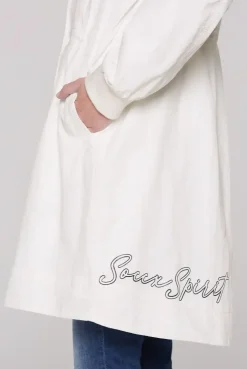 Windparka mit Kapuze und Logo-Details ivory