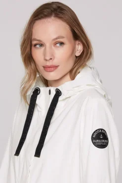 Windparka mit Kapuze und Logo-Details ivory